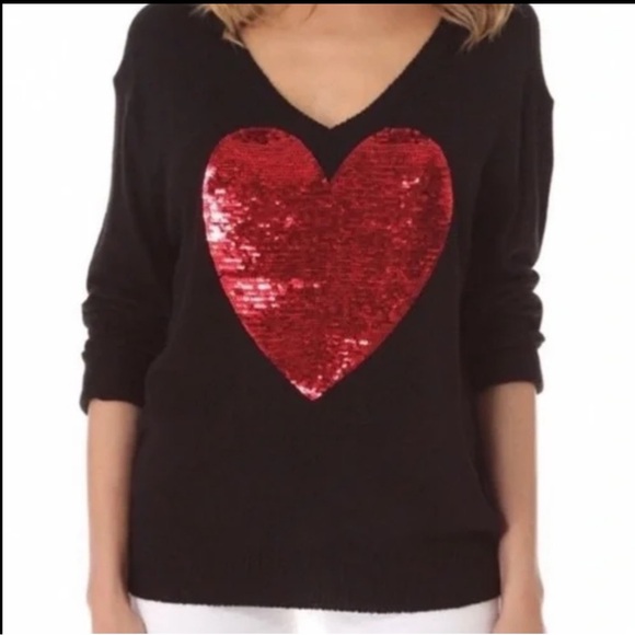 Wildfox White Label Red Sequins Heart ♥️ ~ in Black - Picture 2 of 14